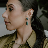 925 Mexico Silver, Natural Malachite Gemstone Earrings, Stud Dangle Earrings
