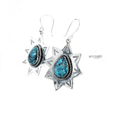 Western Sun Earrings: Natual Turquoise Gemstone and Sterling Silver