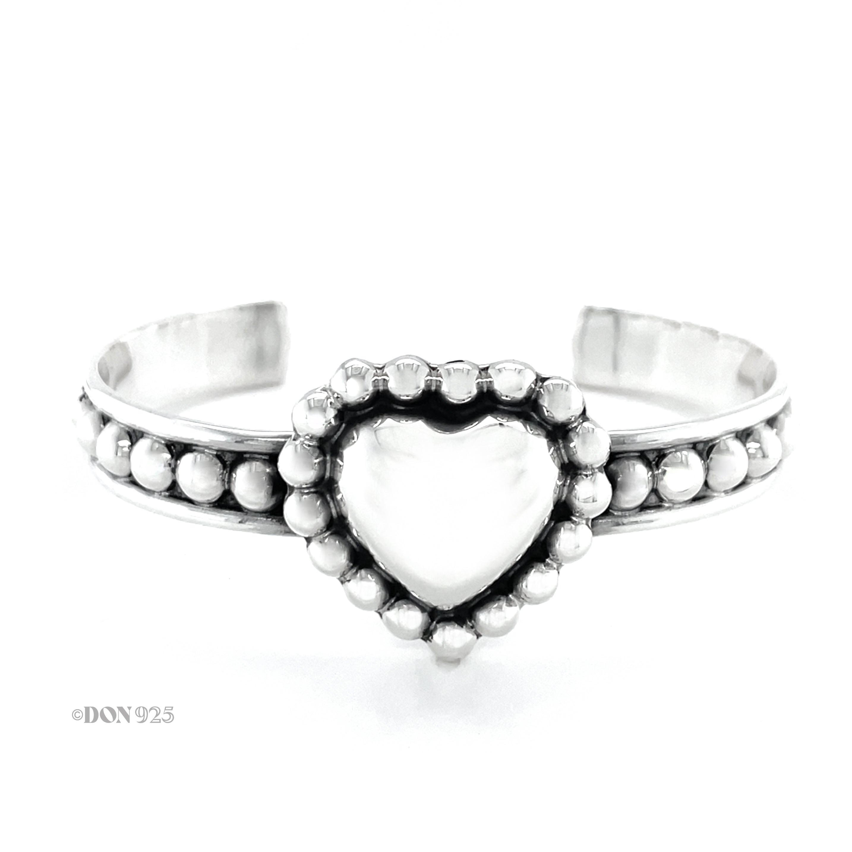 Heart Cuff Bracelet, Sterling Silver Bracelet, 925 Mexico Jewelry, Frida Kahlo Jewelry