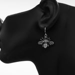 Sterling Silver Bee Dangle Earrings: Rustic Insect Jewelry