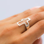 Sterling Silver Cutout Cross Ring: Lightweight, Religious Faith Jewelry