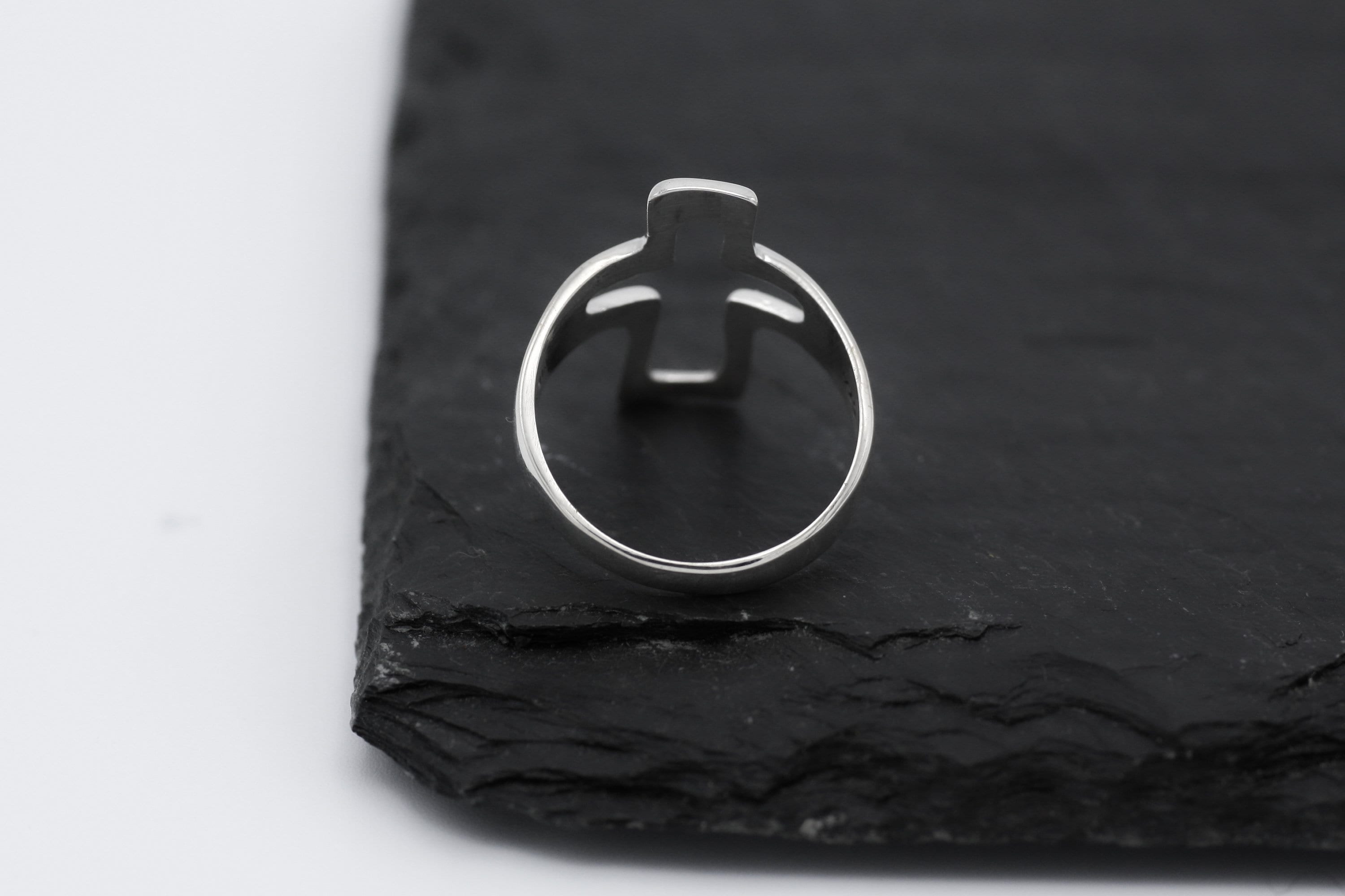 Sterling Silver Cutout Cross Ring: Lightweight, Religious Faith Jewelry