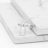 Sterling Silver Cutout Cross Ring: Lightweight, Religious Faith Jewelry