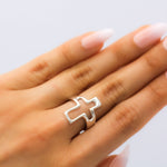Sterling Silver Cutout Cross Ring: Lightweight, Religious Faith Jewelry
