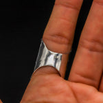 Sterling Silver Cutout Shield Ring: Hammered Geometric Statement Ring