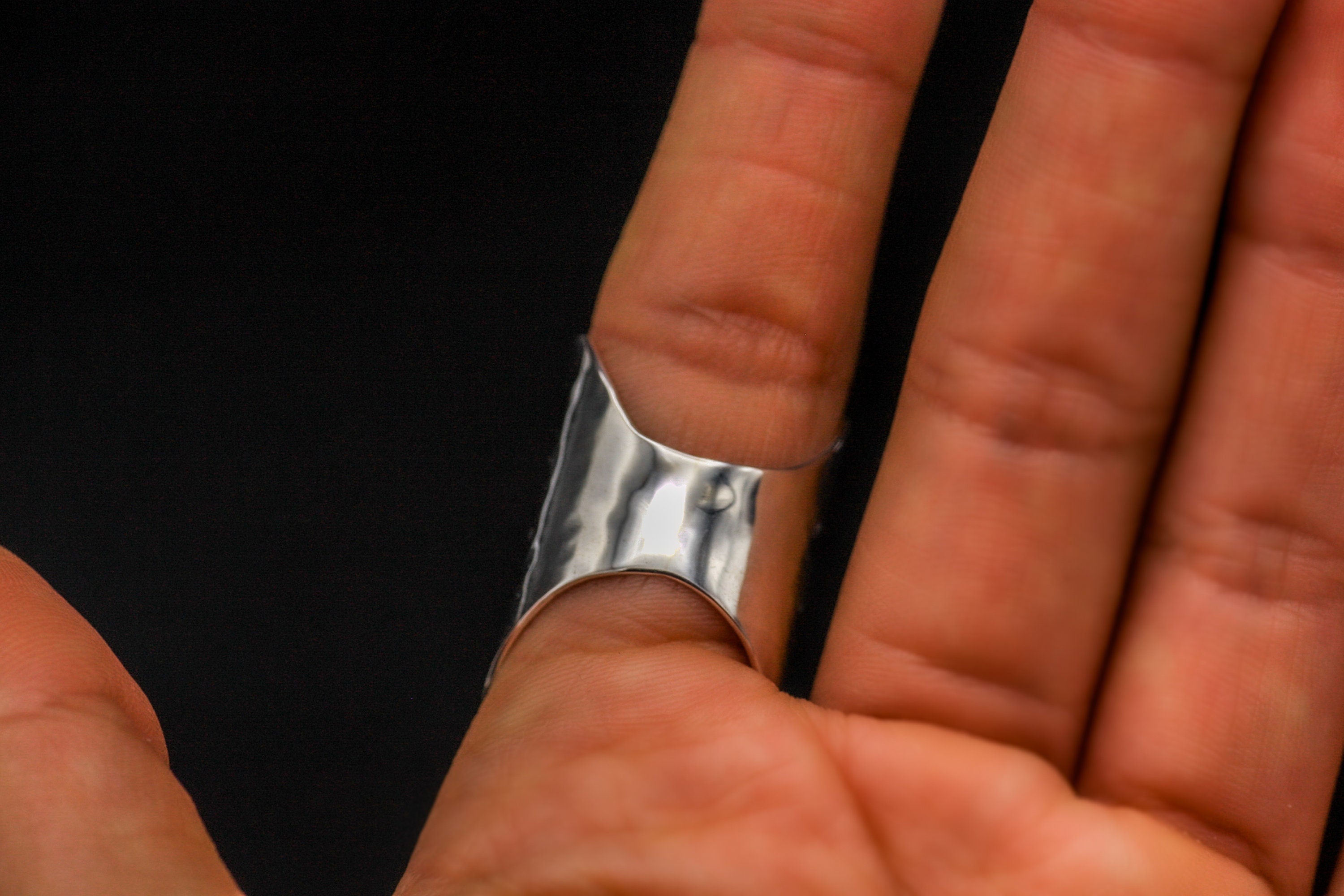 Sterling Silver Cutout Shield Ring: Hammered Geometric Statement Ring