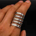 Sterling Silver Cutout Shield Ring: Hammered Geometric Statement Ring