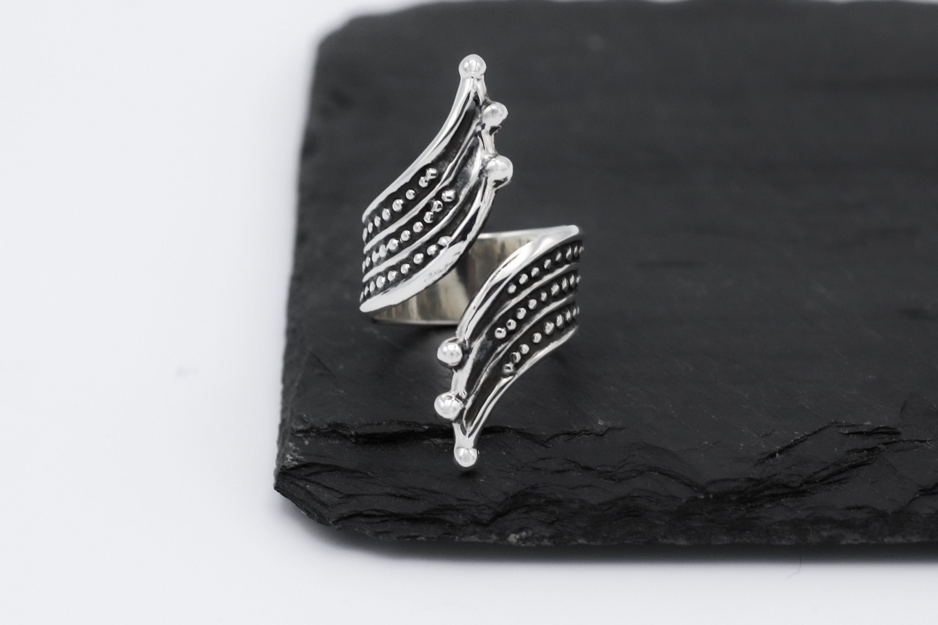 Sterling Silver Boho Studded Wrap Ring