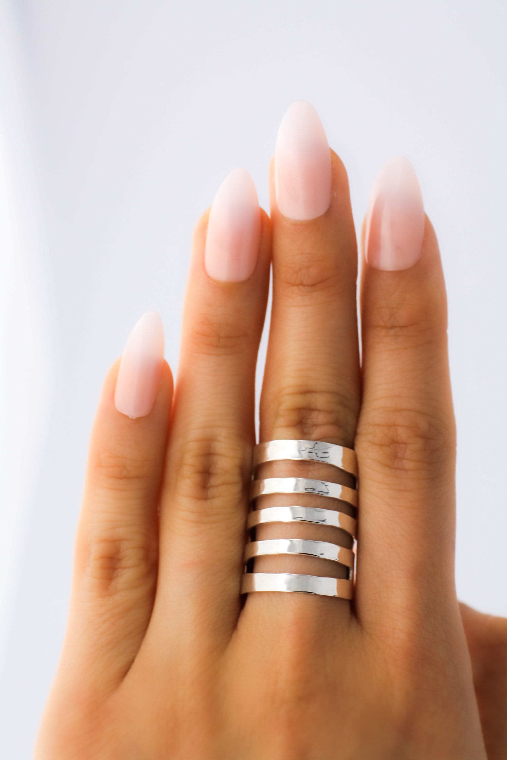 Sterling Silver Cutout Shield Ring: Hammered Geometric Statement Ring