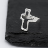 Sterling Silver Cutout Cross Ring: Lightweight, Religious Faith Jewelry