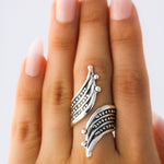 Sterling Silver Boho Studded Wrap Ring
