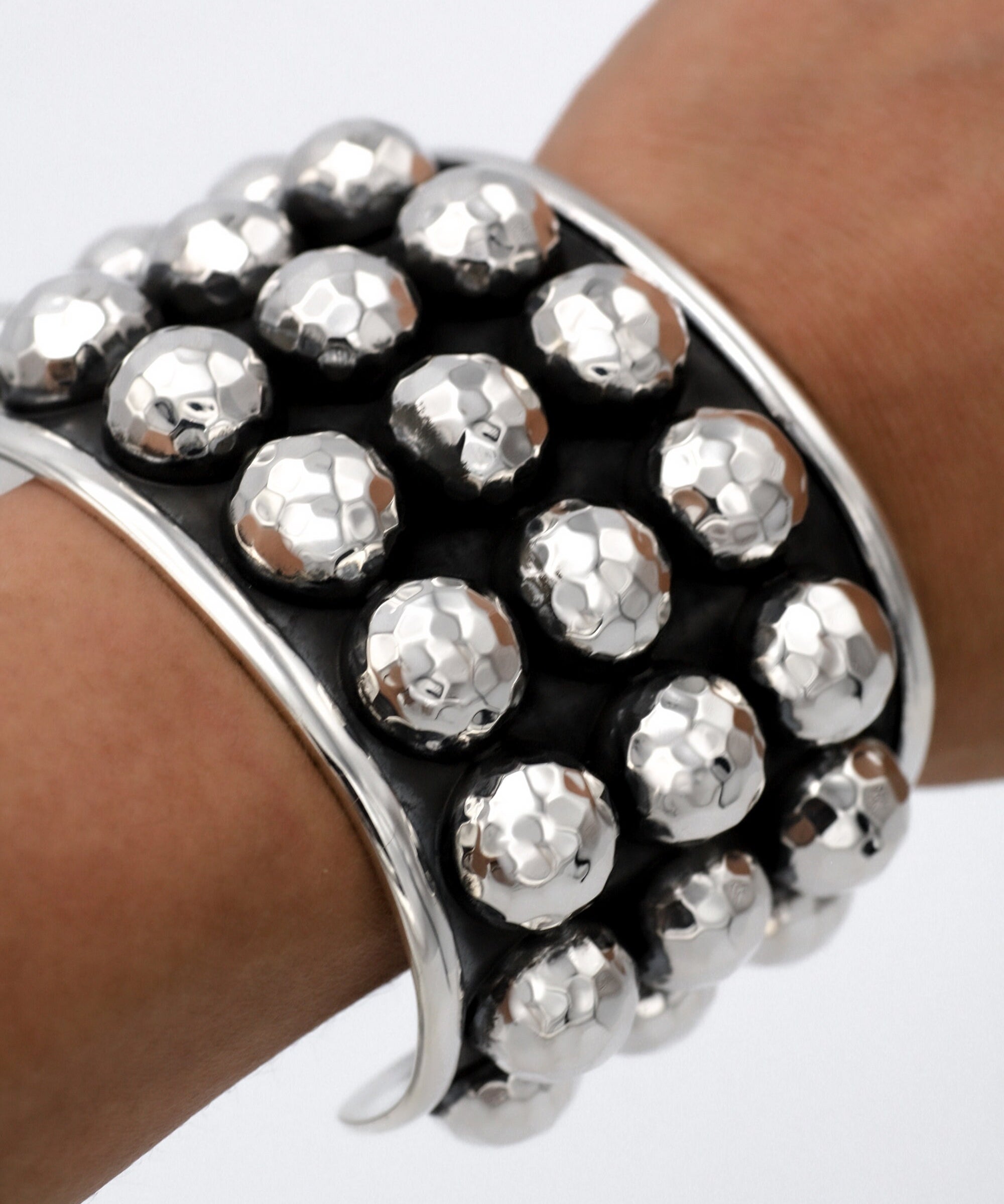Sterling Silver Studded Cuff Bracelet: Chunky Western Stacking Design