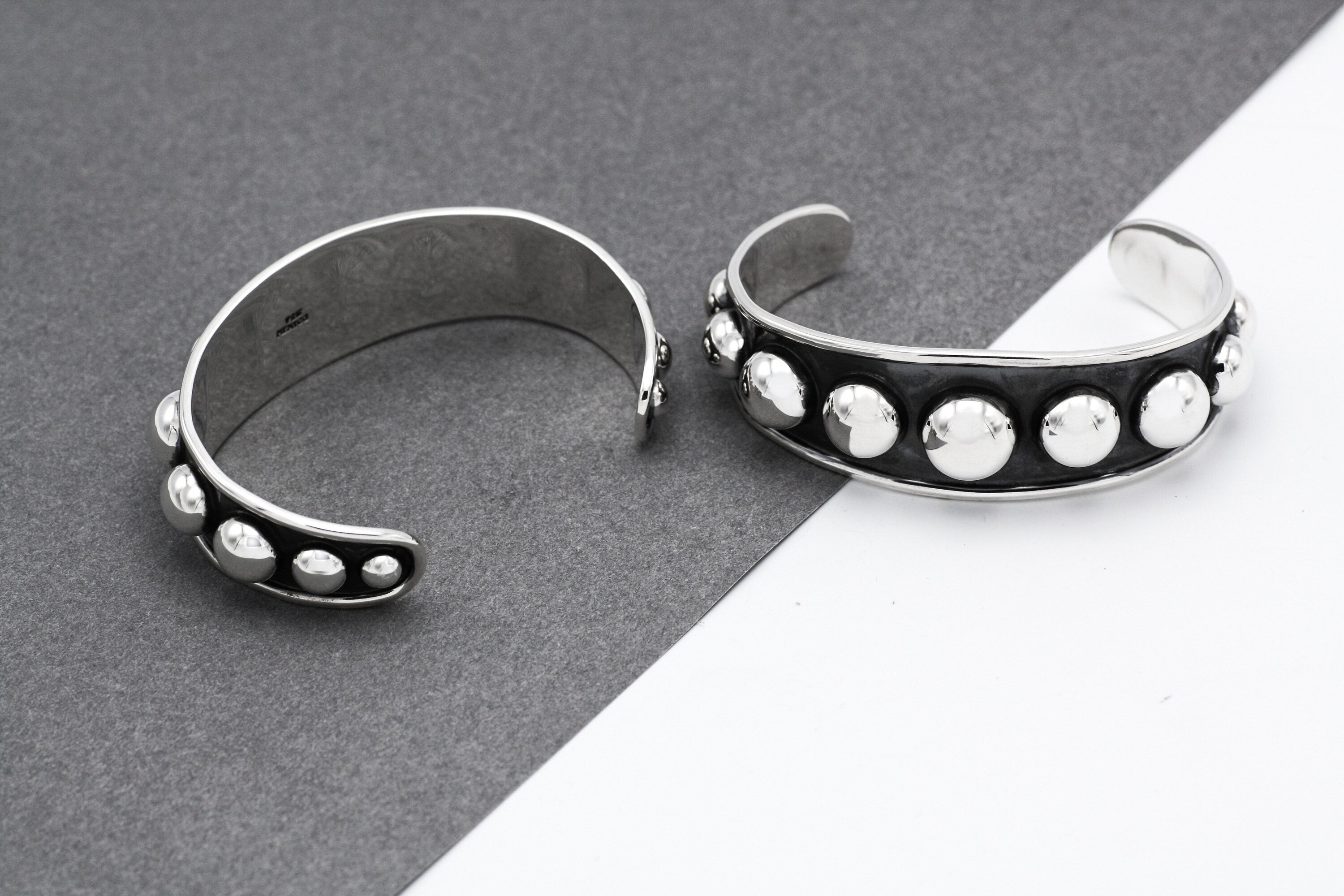 Sterling Silver Studded Cuff Bracelet: Chunky Western Stacking Design