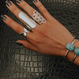 Sterling Silver Armor Shield Ring: Long Statement Ring