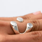 Sterling Silver Three Dots Ring: Geometric Modern Statement Design