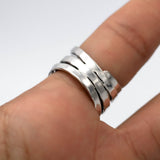 Sterling Silver Multi Band Ring: Chunky Hammered Design