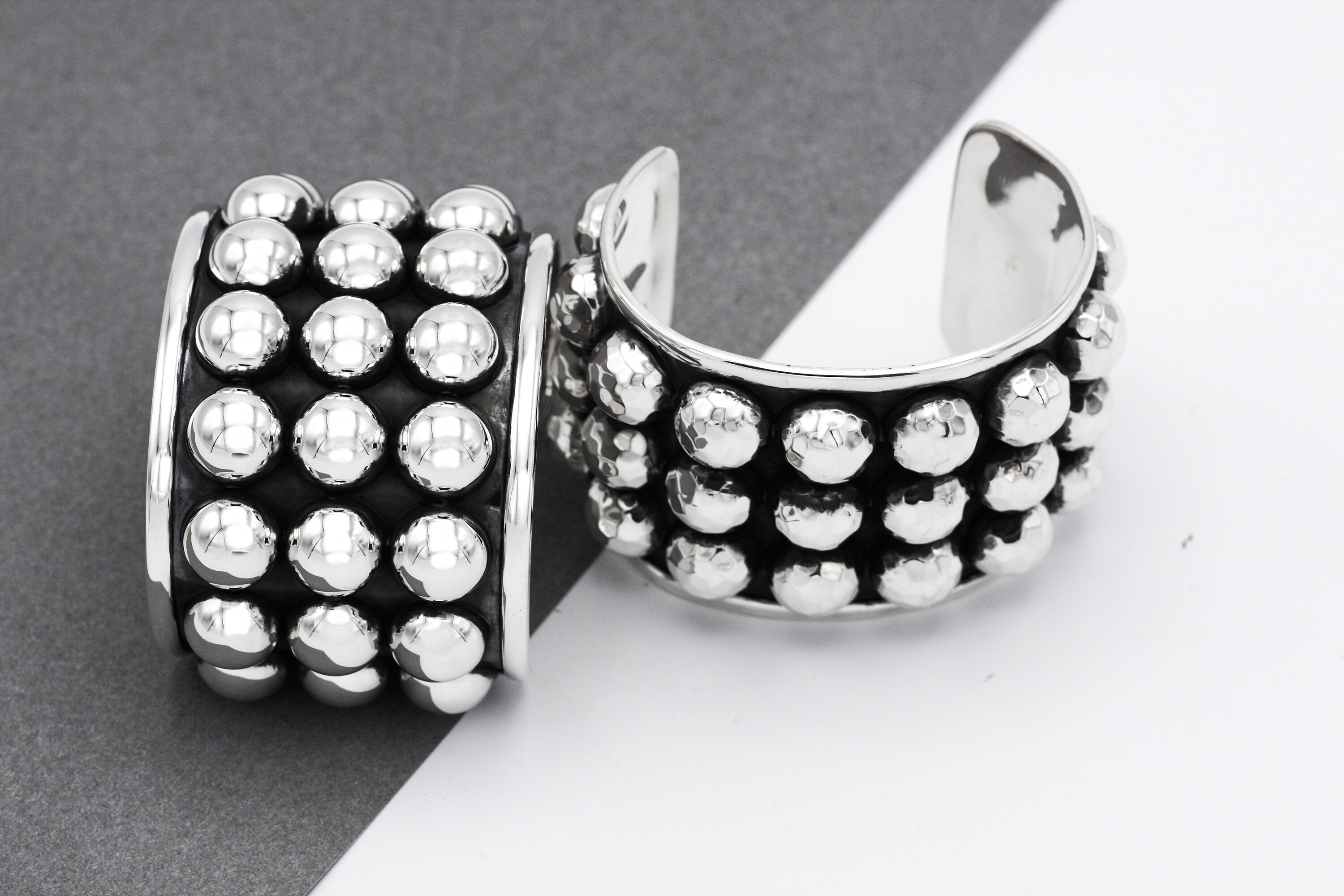 Sterling Silver Studded Cuff Bracelet: Chunky Western Stacking Design