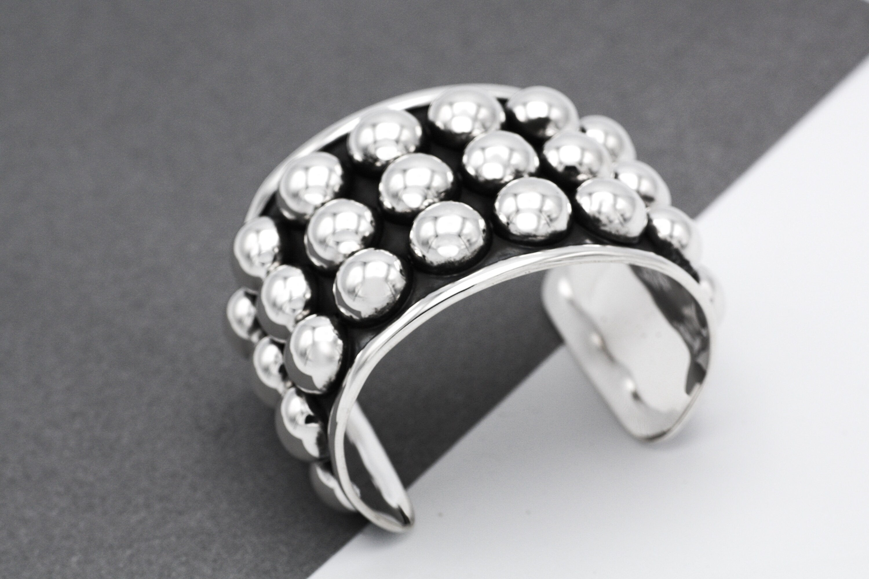 Sterling Silver Studded Cuff Bracelet: Chunky Western Stacking Design