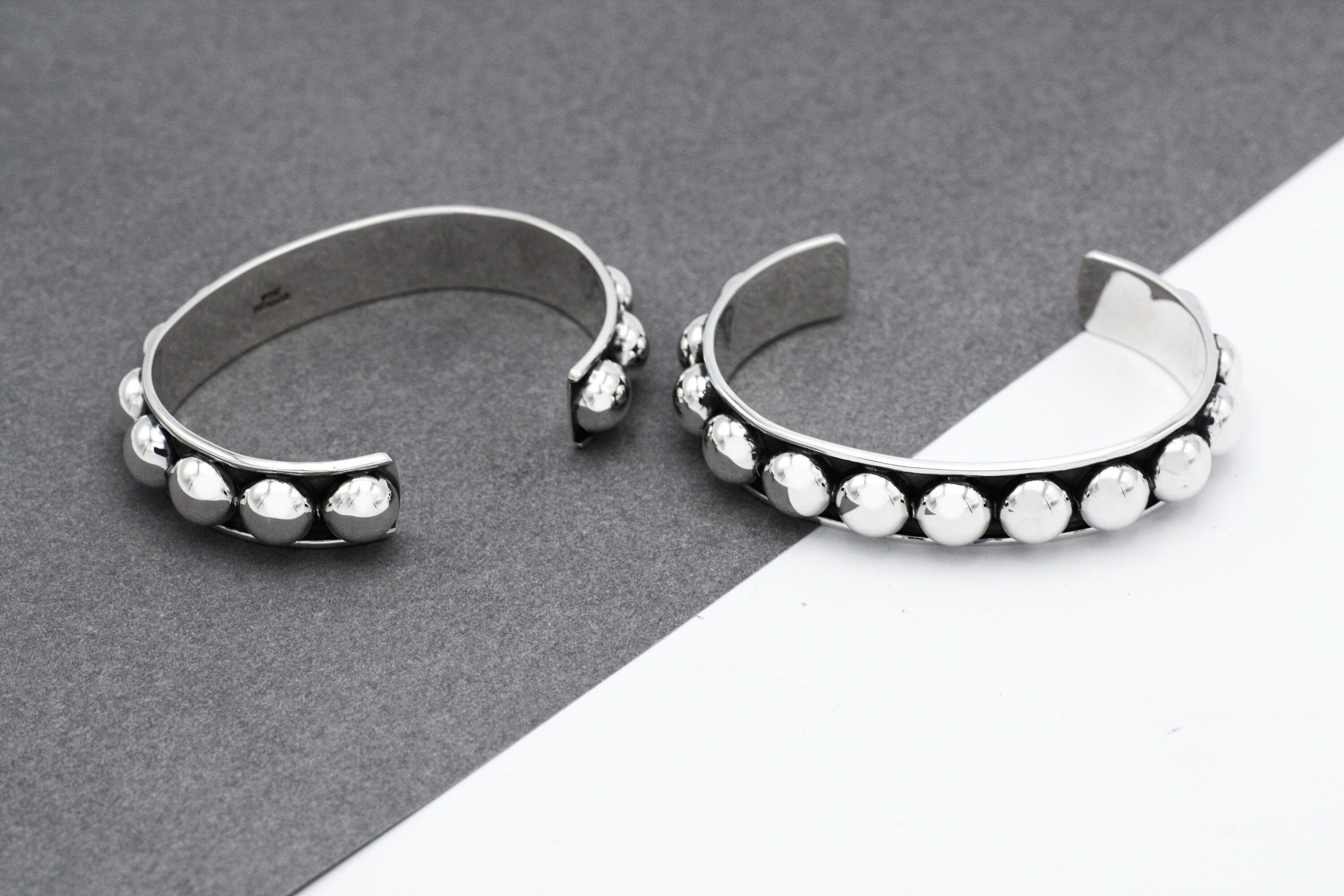 Sterling Silver Studded Cuff Bracelet: Chunky Western Stacking Design
