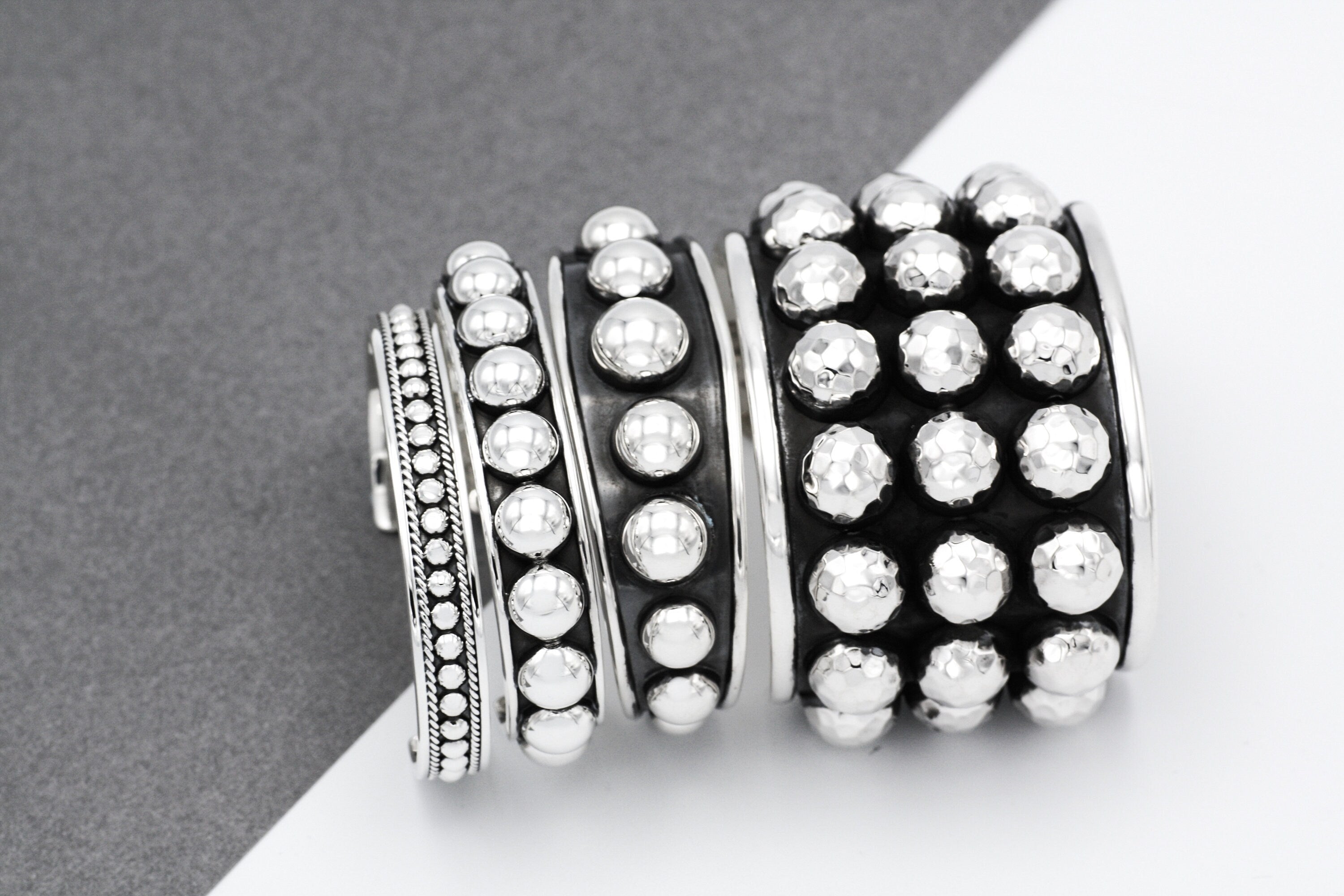 Sterling Silver Studded Cuff Bracelet: Chunky Western Stacking Design