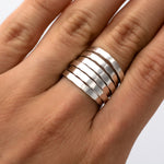 Sterling Silver Multi Band Ring: Chunky Hammered Design