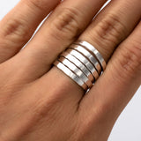 Sterling Silver Multi Band Ring: Chunky Hammered Design