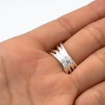 Wavy Sterling Silver Wrap Ring: Comfortable Abstract Statement Ring