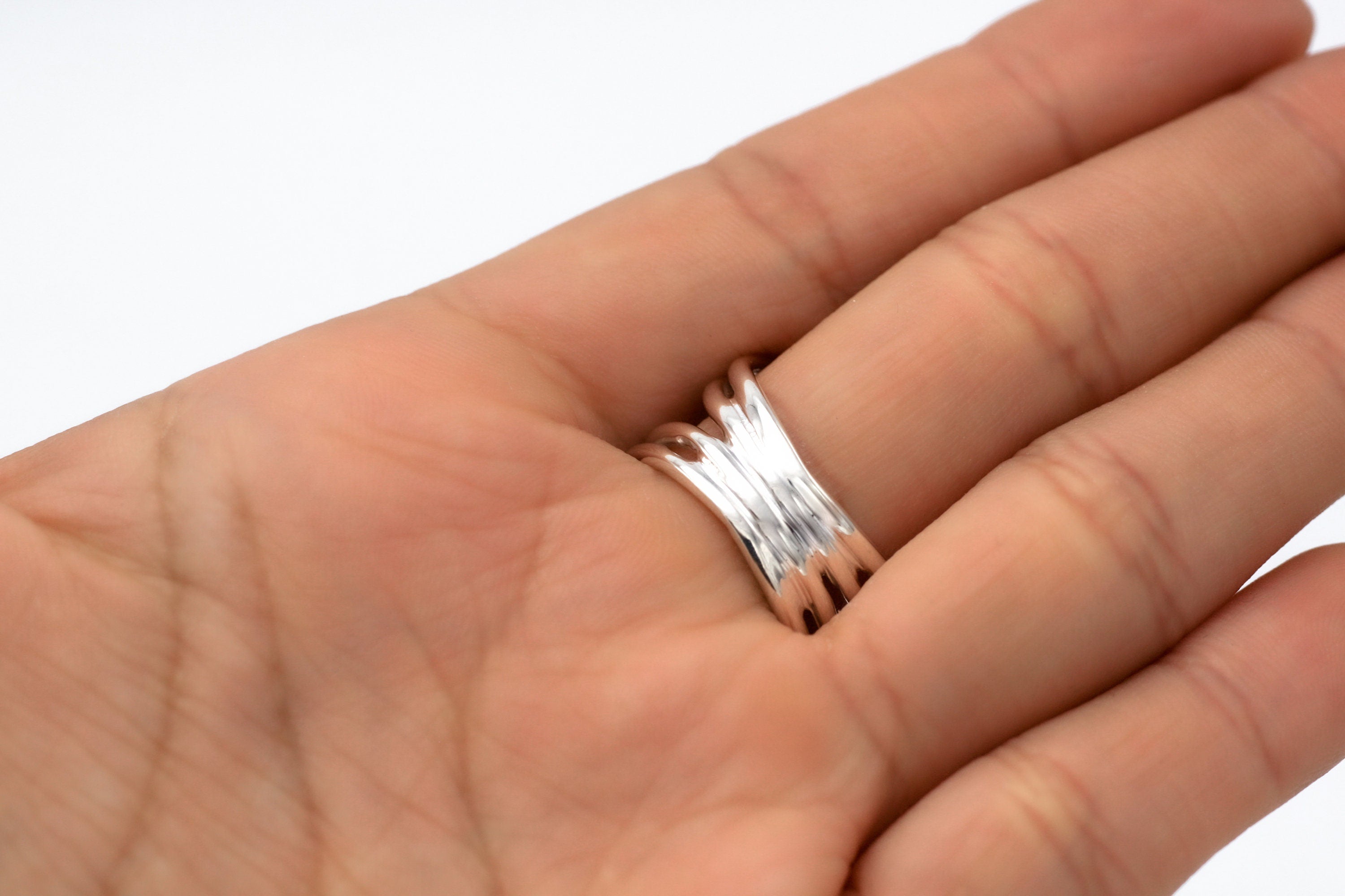 Wavy Sterling Silver Wrap Ring: Comfortable Abstract Statement Ring