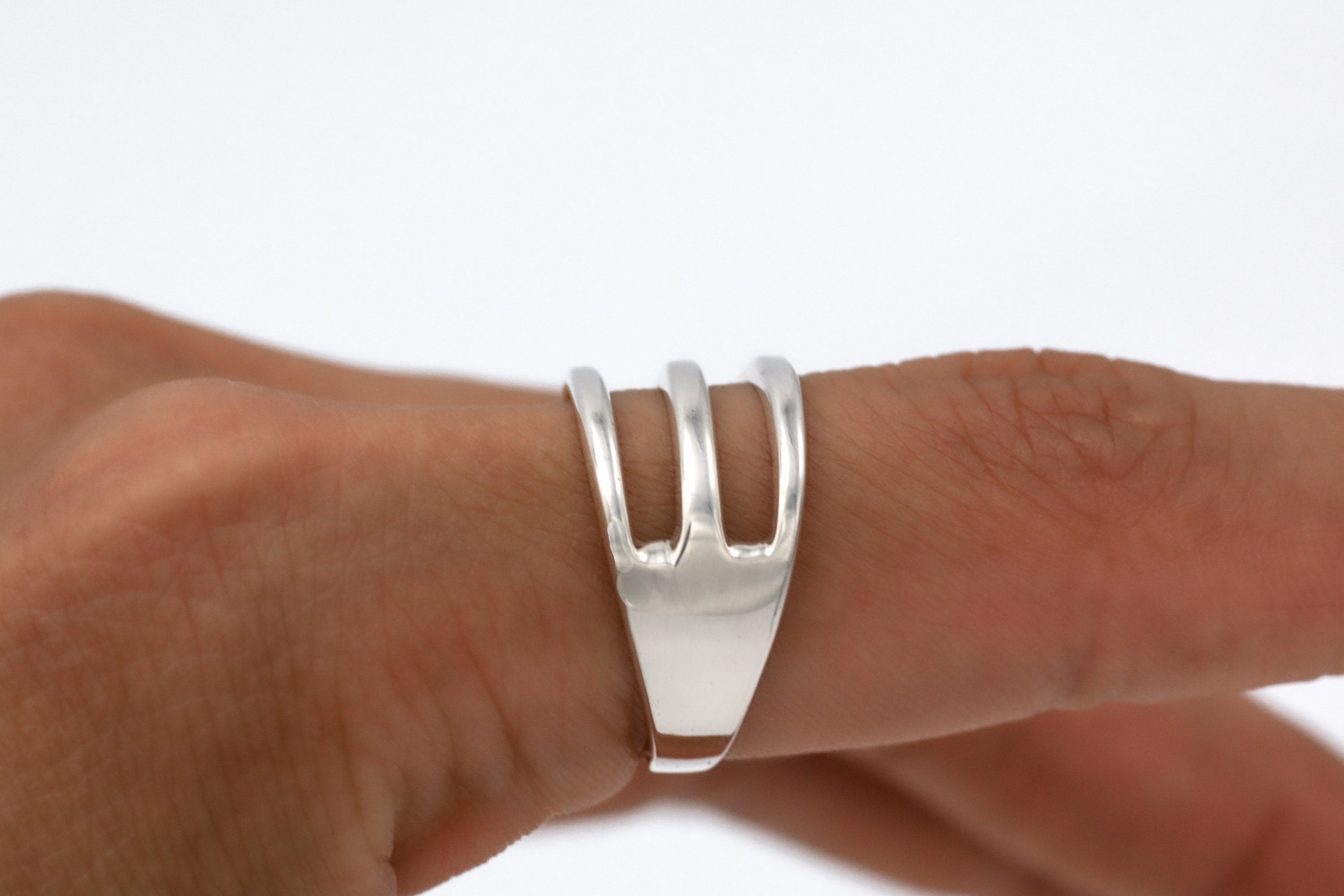 Sterling Silver Triple Band Ring: Minimalist Open Ring
