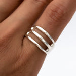 Sterling Silver Triple Band Ring: Minimalist Open Ring