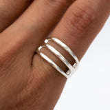 Sterling Silver Triple Band Ring: Minimalist Open Ring