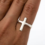 Sterling Silver Cross Signet Ring: Minimalist Faith Jewelry, Unisex
