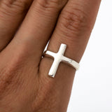 Sterling Silver Cross Signet Ring: Minimalist Faith Jewelry, Unisex