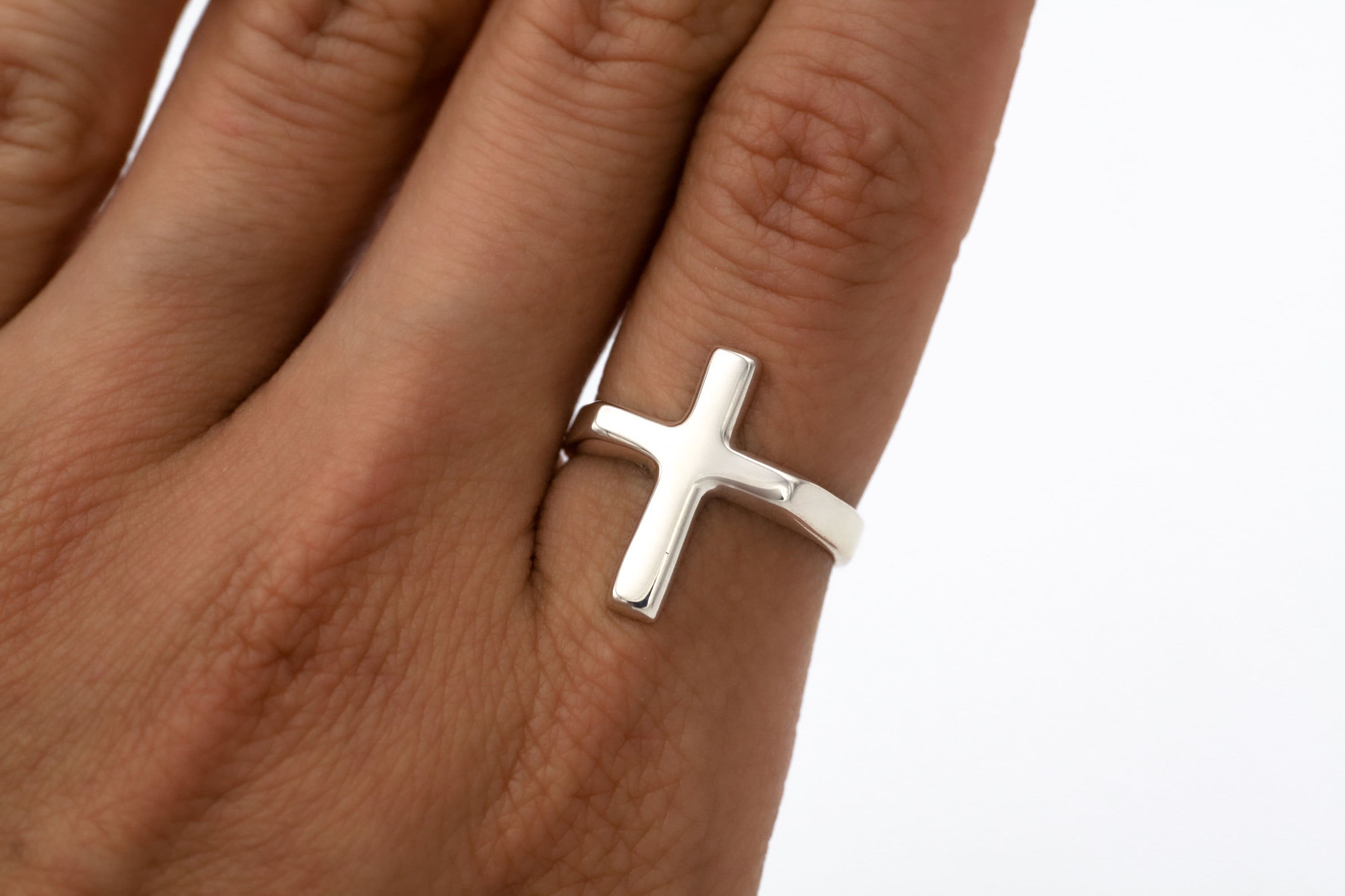 Sterling Silver Cross Signet Ring: Minimalist Faith Jewelry, Unisex