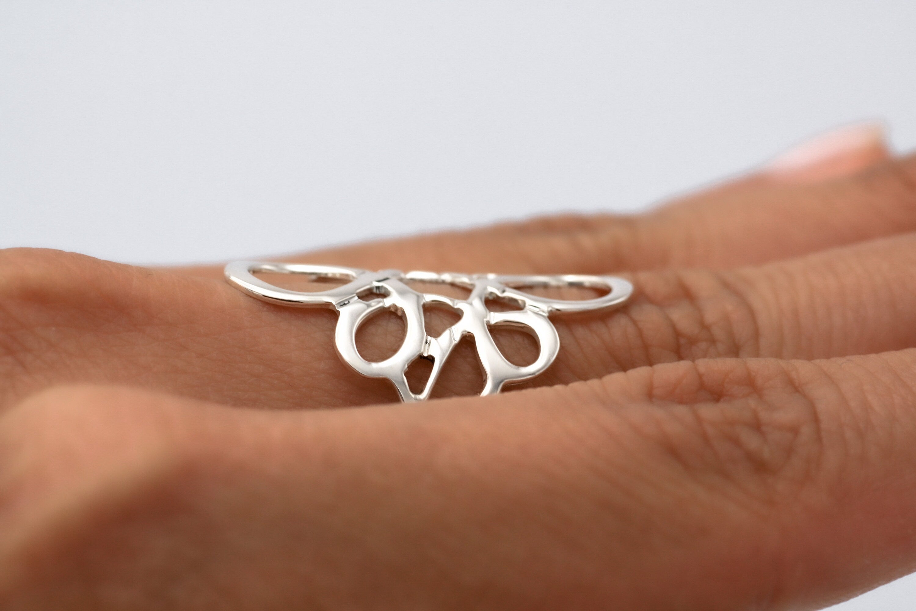 Sterling Silver Abstract Infinity Ring: Geometric Lightweight Design