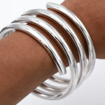 Chunky Spiral Coil Sterling Silver Bangle Bracelet