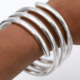 Chunky Spiral Coil Sterling Silver Bangle Bracelet