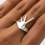 Sterling Silver Hug Ring: Hand-Shaped Statement Ring