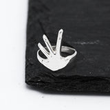 Sterling Silver Hug Ring: Hand-Shaped Statement Ring