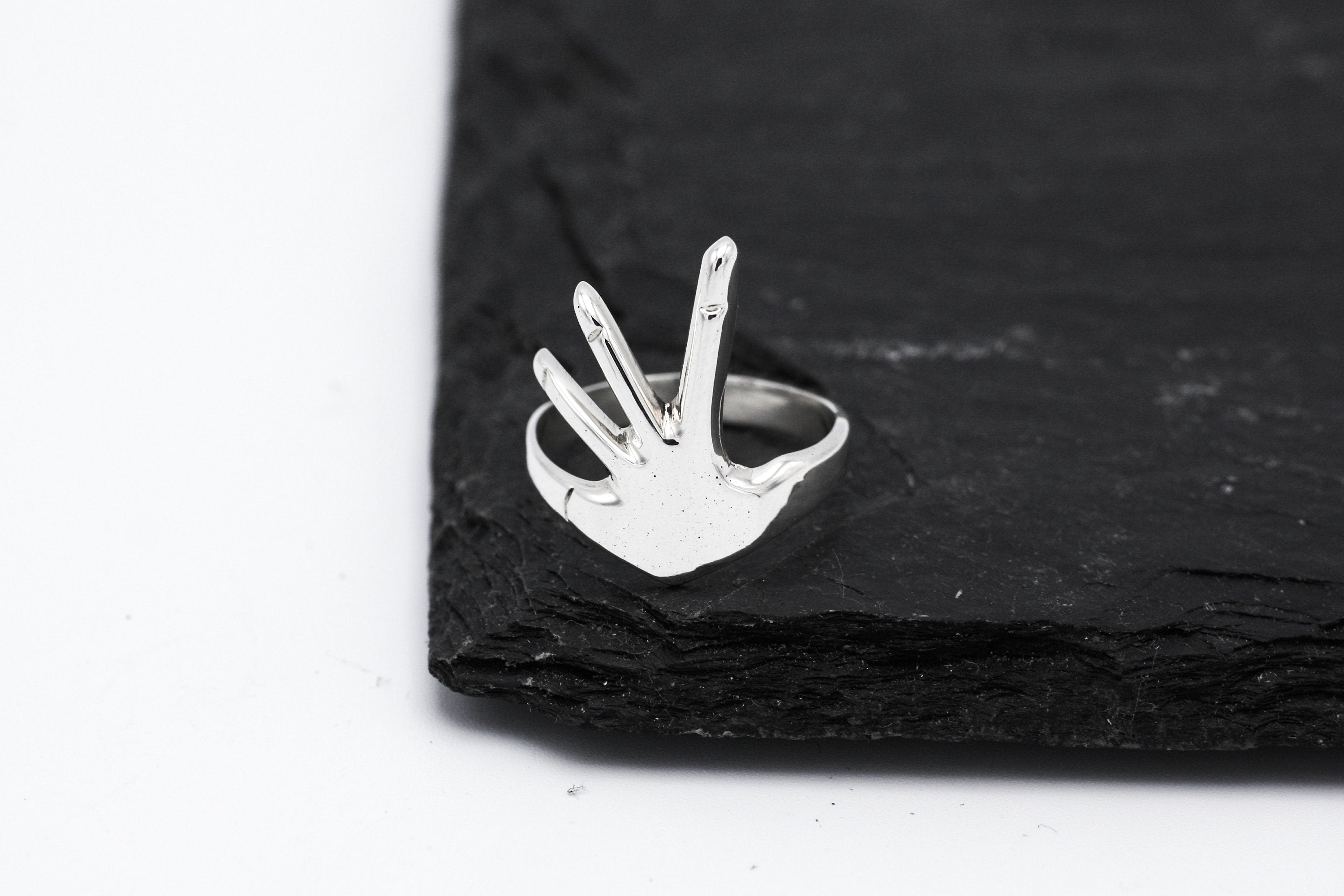 Sterling Silver Hug Ring: Hand-Shaped Statement Ring