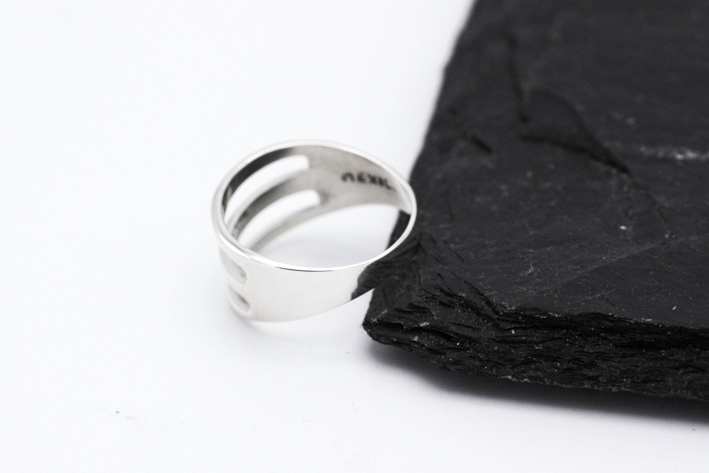 Sterling Silver Triple Band Ring: Minimalist Open Ring