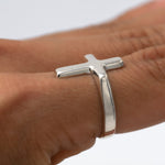 Sterling Silver Cross Signet Ring: Minimalist Faith Jewelry, Unisex