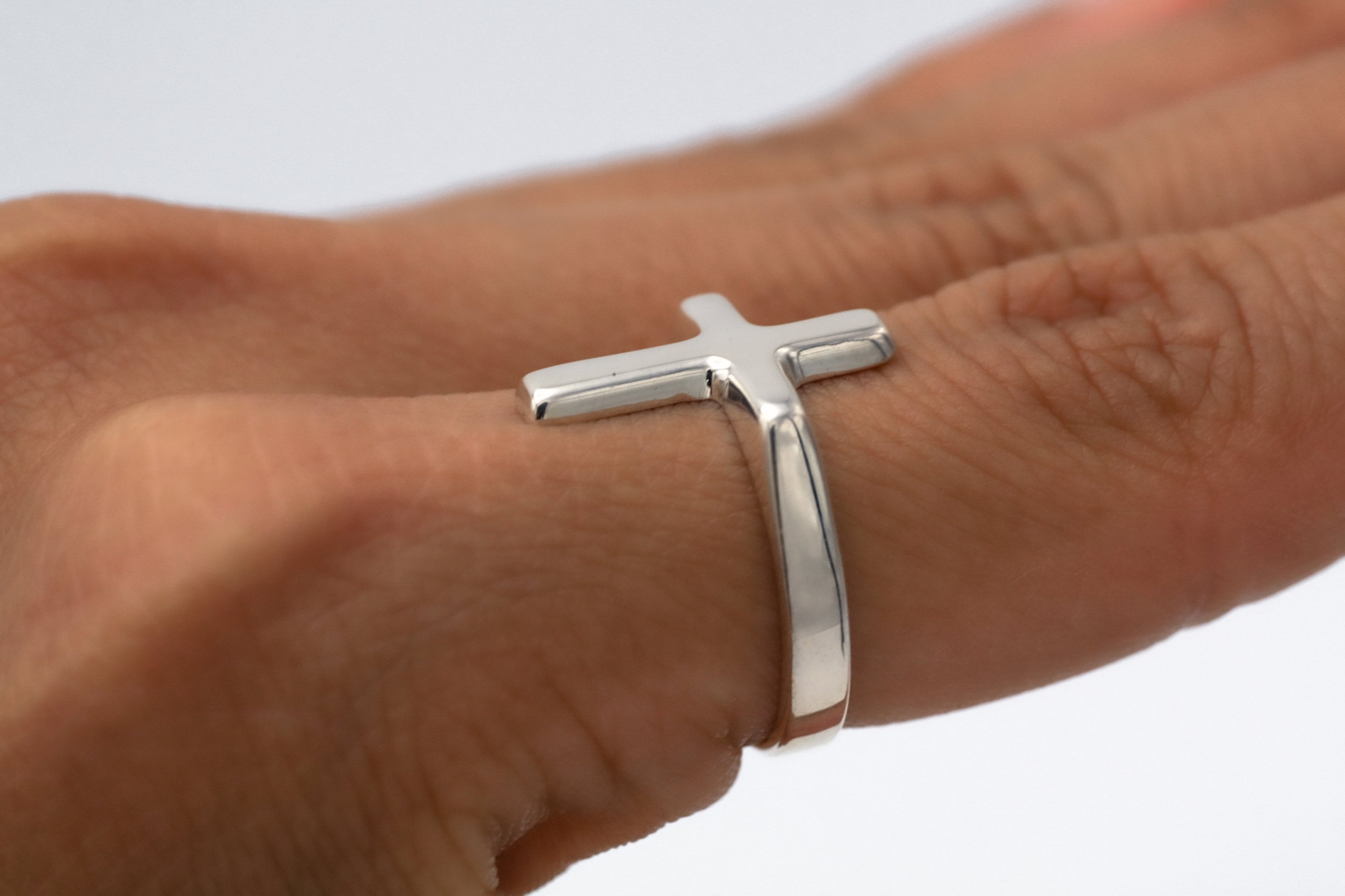Sterling Silver Cross Signet Ring: Minimalist Faith Jewelry, Unisex