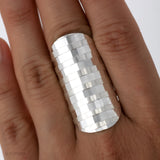 Sterling Silver Disco Shield Ring