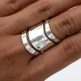 Sterling Silver Disco Ball V-Shape Ring