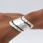 Sterling Silver Disco Ball V-Shape Ring