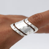 Sterling Silver Disco Ball V-Shape Ring