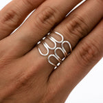 Sterling Silver Corset Ring: Lightweight Modern Wrap Design