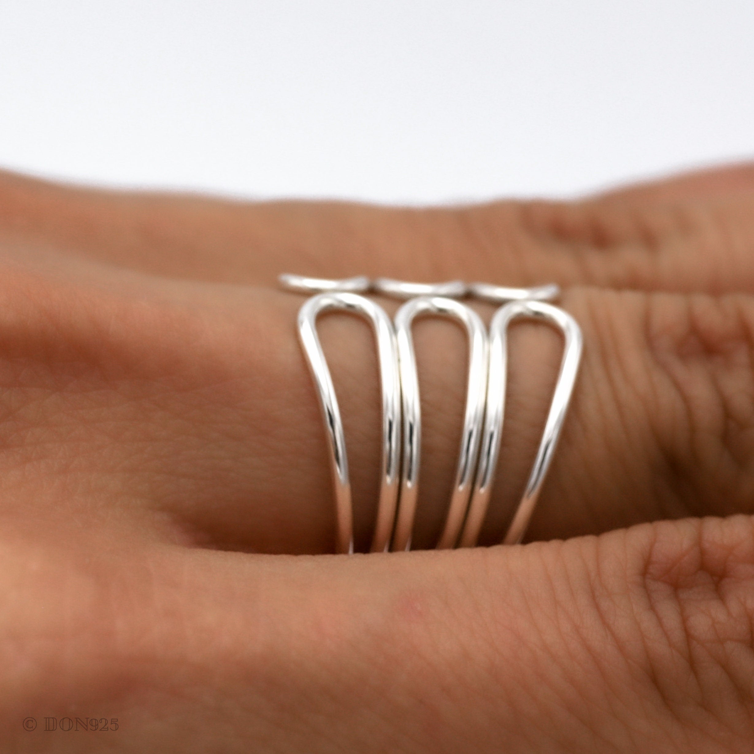 Sterling Silver Corset Ring: Lightweight Modern Wrap Design