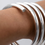 Chunky Spiral Coil Sterling Silver Bangle Bracelet